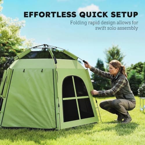 Outsunny Pop Up Tent 2 Doors Carry Bag 3000mm Waterproof 3-4 People Green — view 4