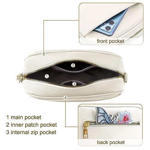 TIAASTAP Crossbody Bags for Women - Leather Handbags & Shoulder Bags Ladies Camera Cross Body Bag with Adjustable Wide Strap and Chain for Travel Shopping Work (White) — view 6