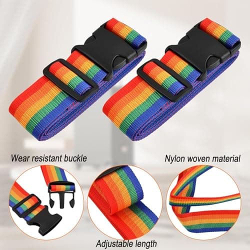 Heavy Duty Luggage Straps for Suitcases Packing Belts Travel Accessories Adjustable Bag Strap (Rainbow, 2pcs) — view 4