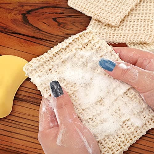 2 Pack Sisal Soap Bags - 10x13cm Organic Natural Soap Bags with Drawstring, Eco Friendly Soap Saver Pouch Bags for Bath Shower Foaming, Drying Soaps, Exfoliatio Shampoo Bar Bag — view 3