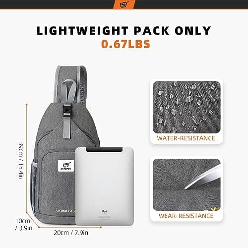 SKYSPER Sling Bag RFID Crossbody Sling Backpack Cross Body Shoulder Bag Travel Hiking Daypack for Women Men(Darkgrey,Medium) — view 5