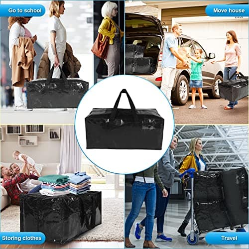 Moving Bags 2 Pack 90L Heavy Duty Extra Large Clothes Packing Boxes Black — view 4