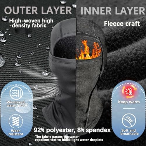 BAISEN Kids Balaclava Winter Windproof Warm Ski Mask Balaclava for Boys Girls, Outdoor Sports Cycling Prevent Cold Plus Fleece Face Mask- One Size Black — view 3
