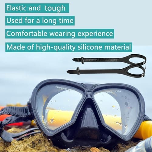 JLEivvi 2 PCS Universal Dive Mask Strap Replacement Silicone Strap for Diving Swimming Snorkeling (Black, 22 * 0.7in) — view 5