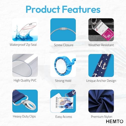 Cruise Essentials Set (17 Pack) – Travel Ship Accessories Kit – Luggage Tags, Lanyard with Ship Key Card Holder, Cabin Hooks – Compatible with All Cruise Lines — view 5