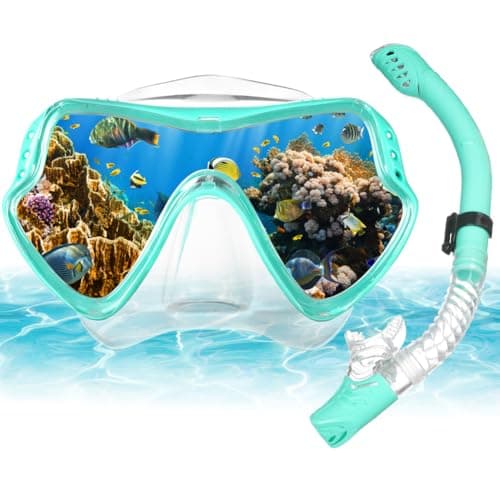 AOOSA Snorkel Set Adults, Anti-Fog Tempered Glass Snorkeling Gear