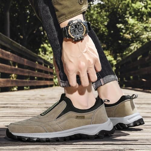 Slip On Trainers Men Walking Shoes with Arch Support, Lightweight Mesh Lining Hiking Shoes, Wide Toe Non-Slip Trainers, Waterproof Mountain Trekking Athletic Trainer, Travelling, Camping — view 2
