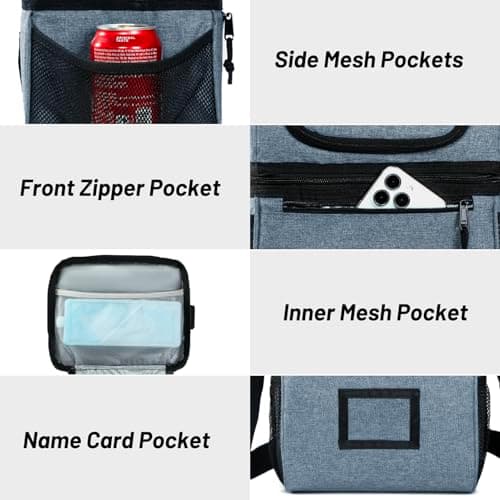 MIER Insulated Lunch Box Bags for Men Women, Dual Compartment, Bluesteel — view 5