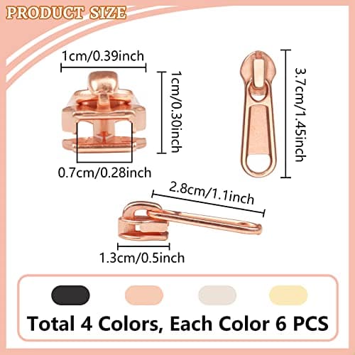 DOITEM 24Pcs Zipper Repair Kit Zip Replacement 5# Zipper Pull Rescue Kit for Clothing Jackets Purses Luggage Backpacks (4 Colors) — view 3