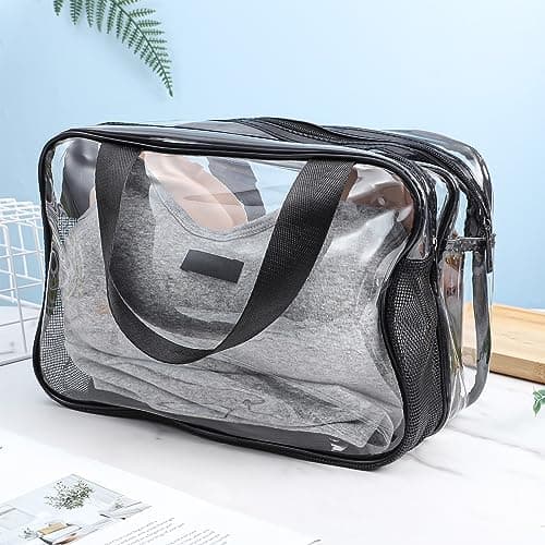 Clear Toiletry Bag, Large Plastic Travel Wash Bag Makeup Bags with Handle — view 5