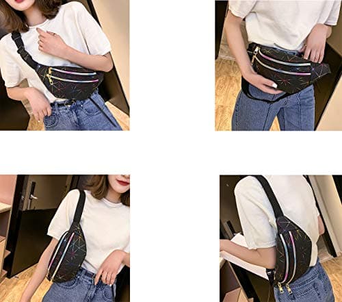 Estwell Bum Waist Bag Festival Fanny Pack 3 Zip Pockets Fashion Waterproof PU Leather Waist Pouch Travel Holiday Waist Pack for Women Ladies Girls — view 2