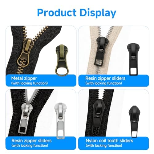 JOVIA 76-Piece Zipper Replacement and Repair Kit, Universal Zipper Repair Tool Set with Detachable Size 5 Zippe Heads, Suitable for Jackets, Coats, Jeans, Luggage, Backpacks, and Tents — view 3