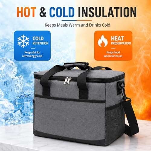 30L Large Insulated Cooler Bag, Leakproof Picnic Cool Bag with Shoulder Strap, Foldable Thermal Food Storage for Camping, Beach, Shopping & Travel, Keeps Food Hot & Cold — view 3