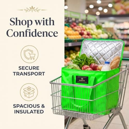 Adalex Global 26L Cool Bag Cooler Bag and Cooler Box, Insulated Food Delivery for Uber Eats, Thermal for Hot and Frozen Food, Picnic and Grocery Delivery, Freezer Shopping (22x30x40cm 26l Green, XL) — view 6