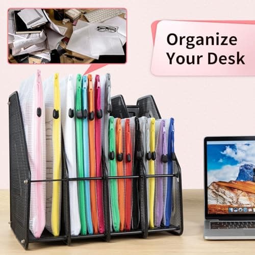 Plastic Wallets Folders - 12PCS Multi-Size Plastic Zip Lock Bags Document File Folders for School Office Supplies, Homework, Cosmetics and Travel Accessories (6 Size) — view 6