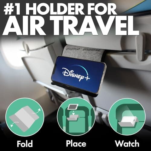 Flight Flap Phone Airplane Phone Holder, Foldable Cell Phone Stand Desk – Flexible Tablet and iPhone Holder for Bed, Desk, Office, Treadmill – Mobile Stand Phone Accessories, Plane Travel Essentials — view 2