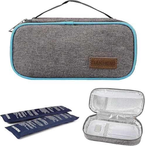 ALNKDH Insulin Cooler Travel Case, Portable Medical Travel Cooler Case Pack, Diabetic Medical Bag for Insulin Pen and Insulin Medicine Cool Storage with 2 Cooling Ice Packs