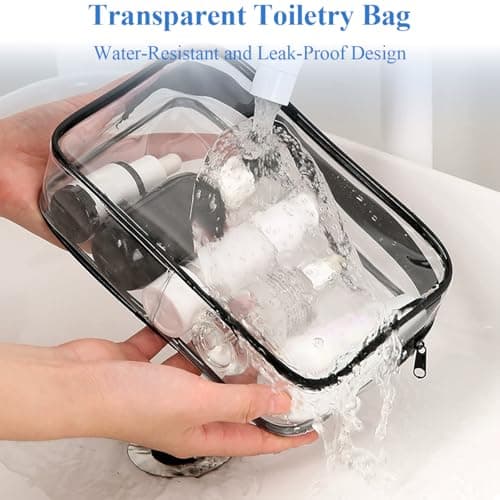 XianXiKaiTech 4-Pack Clear Toiletry Bag TSA Approved PVC Waterproof Travel Makeup Wash Cosmetic Bags for Family, Men, Women (Large, Medium, Small, Minimum Size). — view 4