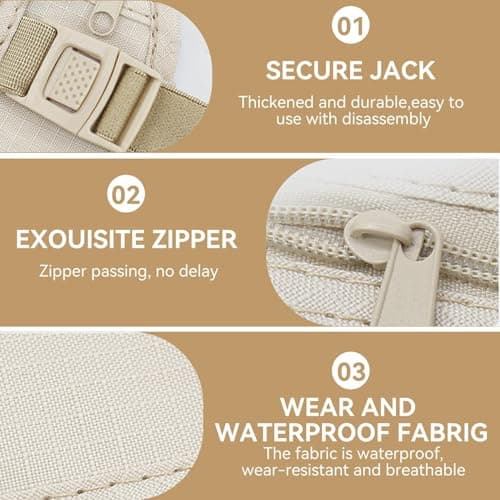 2 Pcs Anti-Theft Money Belt, Nylon Money Belts for Travel Hidden, Waterproof Moneys Pouch Stealth Wallet, Comfortable Adjustable Concealed Moneys Belt, for Cash Cards Passport Phone(Black, Khaki) — view 3