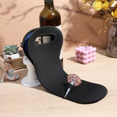 1 PCS Wine Carrier Tote Bag Holder, Insulated Wine Cooler Bag for Wines Beer Champagne Drinks Bottles, Portable Neoprene Material Wines Bottle Holder for Restaurant Travel Picnic Party (Single, Blue) — view 5