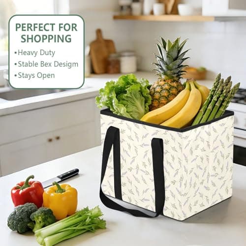 Grckit Car Trunk Organizer Lavender Pattern Heavy Duty Collapsible Storage Tote Bag with Reinforced Handles for Shopping Travel Picnic — view 5