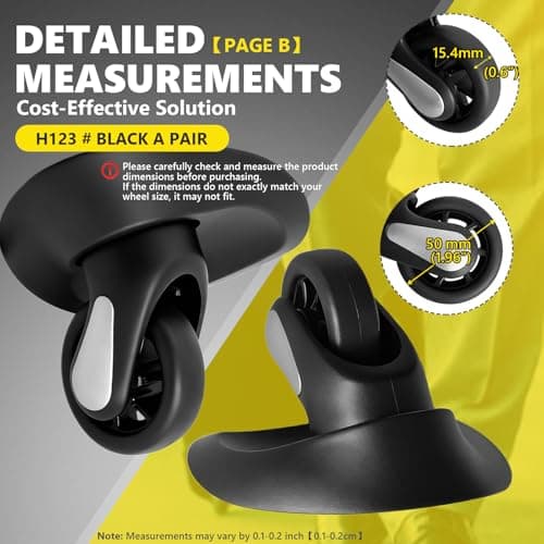 Luggage Wheels Replacement Wheel for Luggage Suitcase Repair 360° Rotating Suitcase Replacement Wheels with 4 Mounting Holes H123 — view 3