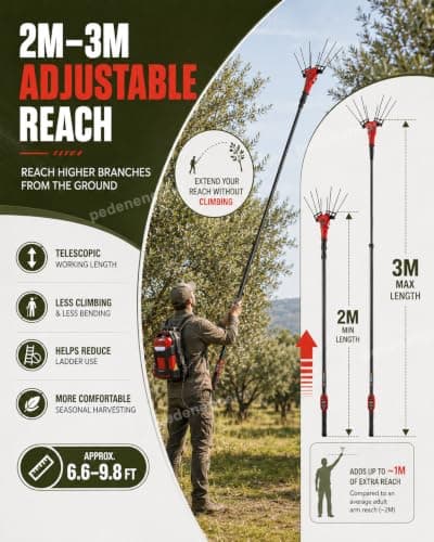 pedenencelia Electric Fruit Picker, 250W/600W Electric Olive Harvester with 2m–3m Telescopic Pole, 6500 RPM, 6 Vibration Levels, Backpack Battery Pack, Olive Picking Machine for Firm Fruits 600w — view 5