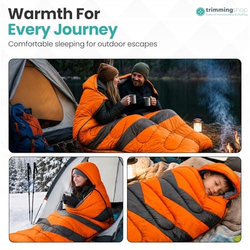 Trimming Shop 4 Season Waterproof Backpacking Sleeping Bag 6ft - Orange — view 3