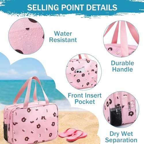 wordmouk Toiletry Bag Wet and Dry Separation Double-Layer Large Cosmetic Bag Travel Makeup Bag Water-Resistant Hanging Toiletry Wash Bags Toiletries Organizer Toilet Bags for Swimming Gym Trip — view 3