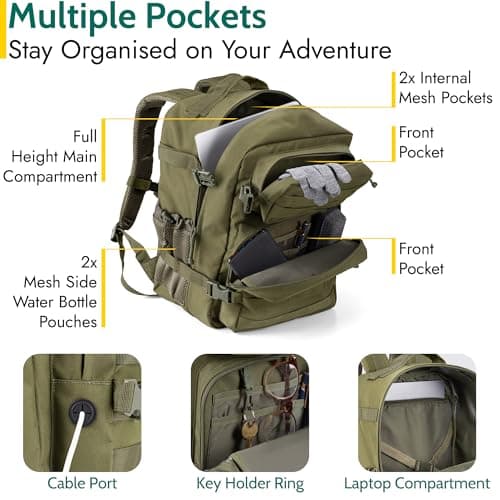 Trail Tactical Backpack, 30L, Green — view 3