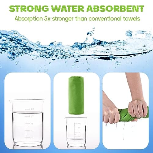 Sinand Microfibre towel 2 Pack |160x80cm+80x40cm| Ultra Lightweight Gym Towel, Quick Dry Microfiber Towels for Sports Travel Camping Beach Swimming (Green) — view 4