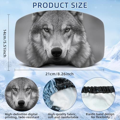 HUANYO 2 Pack Ski Goggles Protective Cover, Anti-Scratch Lens Protection with Wolf & Snow Leopard Design, Skiing Accessories Equipment — view 2
