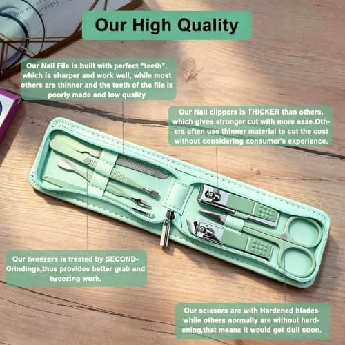 7 Pcs Manicure Set Stainless Steel Nail Clippers Nail Care Tools Beauty Tools Set With Professional Eyebrow Scissors Tweezers, Portable Travel Grooming Kit With Zipper Leather Case for Men and Women — view 4