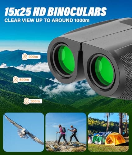 PAHTTO 12 x 25 Compact Binoculars Portable, Mini Binoculars Small Low Light Clear Foldable Pocket Binoculars - Ideal for Sports Games Bird Watching Travel Hunting Concerts — view 2