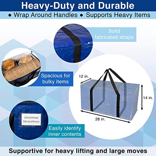 ClearSpace Heavy Duty Moving Bags or Storage Bins with Lids, Blue, 10 Pack — view 4