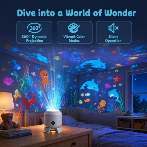 Dynamic Rotating LED Night Light Projector, Kids Ocean Projector Light — view 6