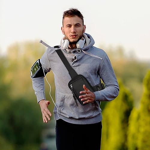 flintronic Sling Bag, Waterproof Chest Bag for Men and Women, Mini Breathable Crossbody Shoulder Bag with Zipper, Lightweight Shoulder Backpack for Travel Hiking Cycling Camping Outdoor Sports — view 3