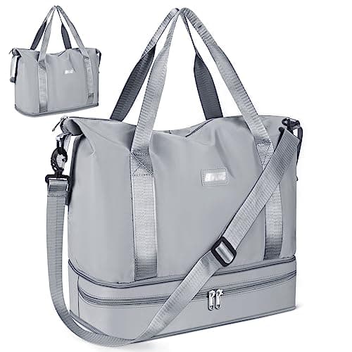 CS COSDDI Travel Duffel Bag, 29L Weekend Bag with Trolley Sleeve, Dry & Wet Seperated Sports Gym Bag Waterproof Carry On Bags for Women Men Weekender Hospital