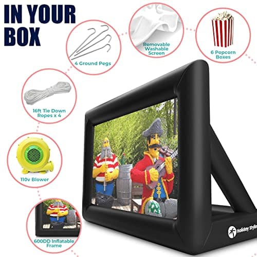 Holiday Styling Inflatable Projector Screen - 16 Ft Blow Up Cinema & Outdoor Stand - Portable Screens w/ Front or Rear Movie Projection & Bonus Storage Bag — view 3