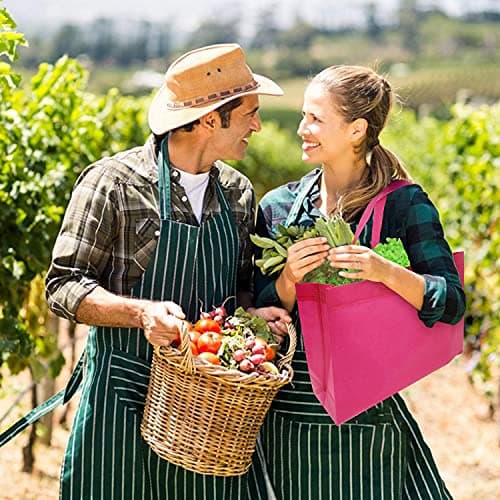 Cisolen 24 Pieces Gift Bag with Handle Large Non Woven Bags Reusable Shopping Bag Party Favor Bags Grocery Tote Bag for Picnic (12 Colors) — view 3