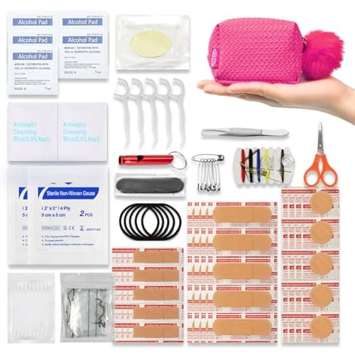 Women's First Aid Kit 120PCS Portable Set Wedding Day Emergency kit Items for Girl Lady Mother Wife Nurse for Girl Lady Mother Wife Nurse Present Set(Pink)