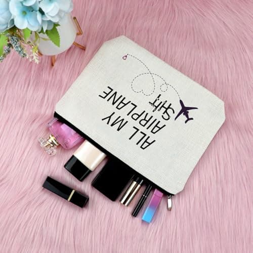 Flight Attendant Gifts Makeup Bags Pilot Gift Air Stewardess Cosmetic Bag Traveling Present for Stewardess Crew Flight Student Graduation Presents Cosmetic Bag Christmas Birthday Gift for Attendant — view 4