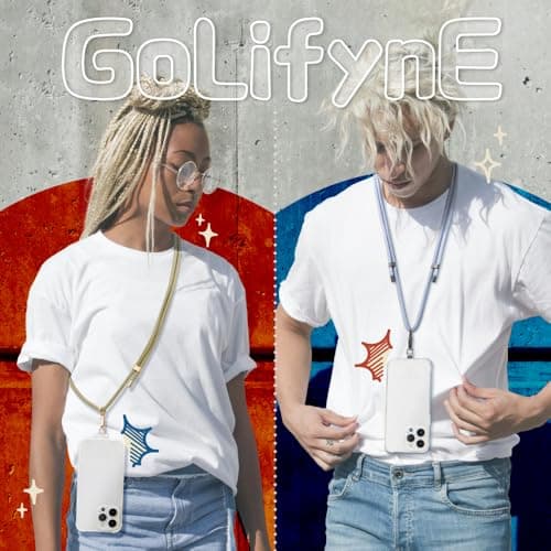 Golifyne 7mm Crossbody Phone Lanyard | 80-150cm Universal Phone Strap | w/ 2 Non-Adhesive Tether Tabs | Compatible with iPhone/Samsung/Huawei Smartphones (no cases included) - Olive Green — view 6
