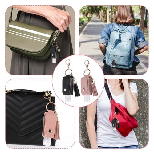 Molain 2 Pcs Hand Sanitizer Keychain, 30ml Portable Leather Key Chain — view 5