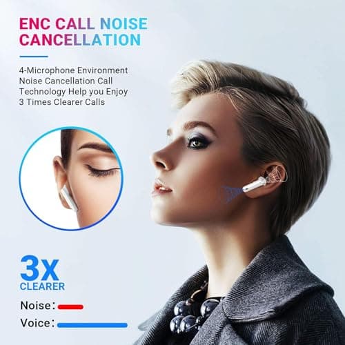LUPO Wireless Earbuds Bluetooth in Ear Headphones, Noise Cancelling Mic, 48H Playtime TWS Bluetooth 5.0, Charging Case, In-Ear buds, IPX6 Sweatproof with built-in Mic for iPhone/Android - ORANGE — view 5