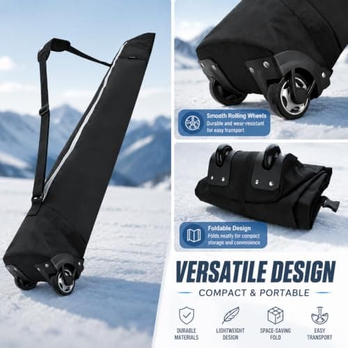 dekayaker Padded Ski Bag with Wheels Ski Pack with Wheels for Air Travel, The Padded Ski Bag can Accommodate Skis up to 200 cm. — view 4