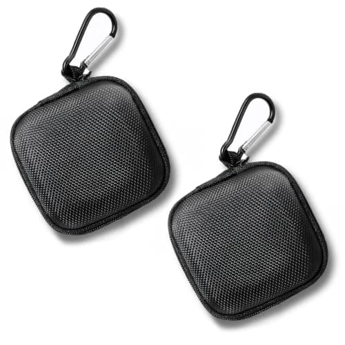 Xinjoduz 2 PCS Mini Square Earbuds Case Organizer with Carabiner Black