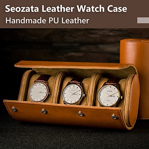 Personalised Watch Case for Men and Women, Customized PU Leather Travel Watch Case Roll Organizer For Dad, Engraved Name, Handcrafted Gift for Grandpa, Boy Friend, Watch Collector, Father's Day Gifts — view 2
