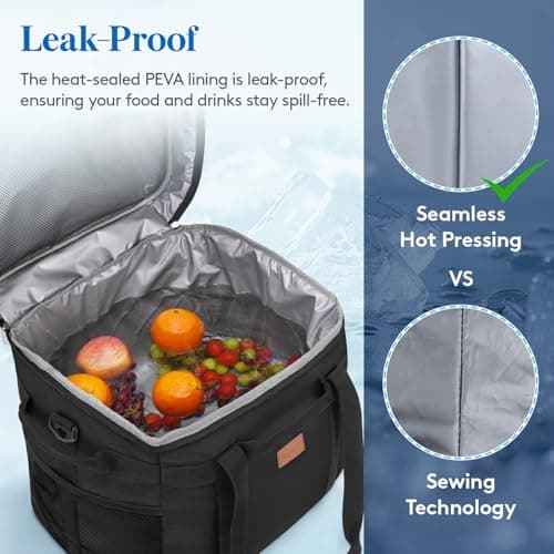 Lifewit 40L Soft Cooler Bag with Liner, Large Insulated Picnic Bag, Black — view 4