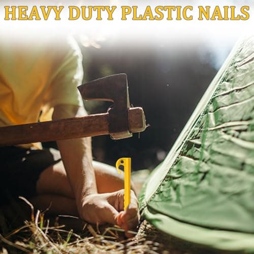 SYEYCW 20 Pcs Plastic Tent Pegs, Heavy Duty Awning Pegs, Durable Tent Pegs, Yellow Camping Spike Hook, Reusable Canopy Stakes, Pegs Accessory, Tent Nails for Fixing Tent, Tarps, Garden Weed Mat — view 4